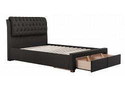 5ft King Size Valentine Charcoal fabric upholstered 2 drawer storage bed frame 1